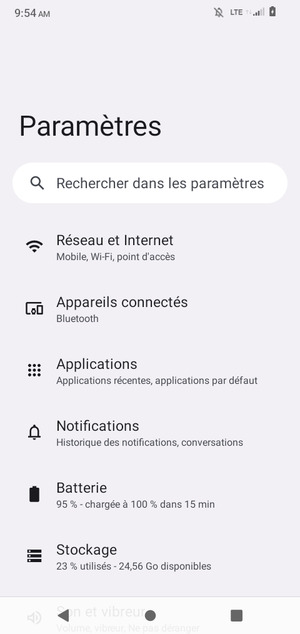 Sélectionnez Réseau et Internet