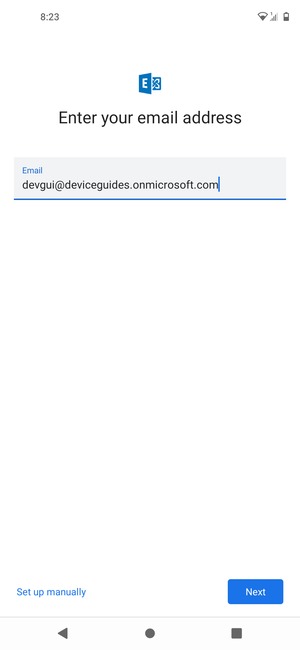 Enter your Email address and  select Set up manually