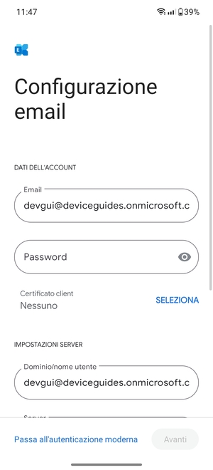 Inserisci la tua password