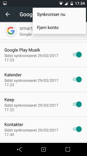 Vælg Synkroniser nu
