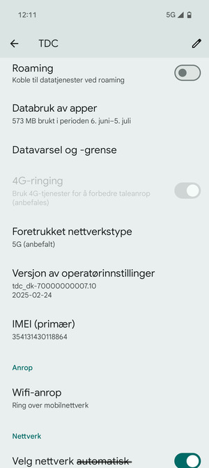 Bla til og velg Foretrukket nettverkstype