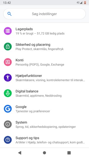 Scroll til og vælg Sikkerhed og placering
