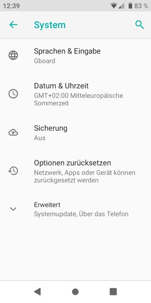 Wählen Sie Sicherung