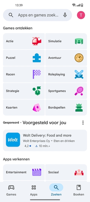 Selecteer de zoekbalk