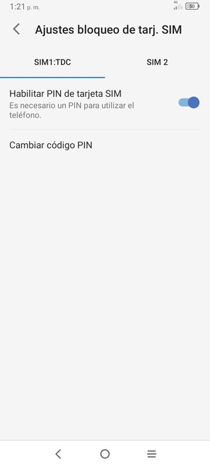 Seleccione Public y Cambiar código PIN