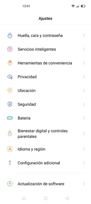 Desplácese y seleccione Seguridad