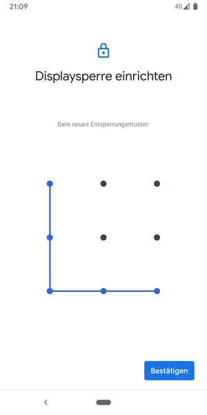 Zeichnen Sie das Entsperrmuster erneut und wählen Sie Bestätigen