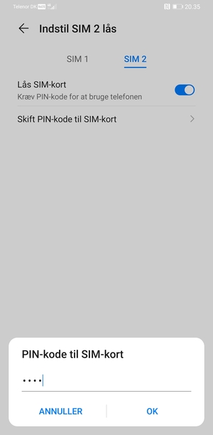 Indtast din Nye PIN-kode til SIM-kort og vælg OK
