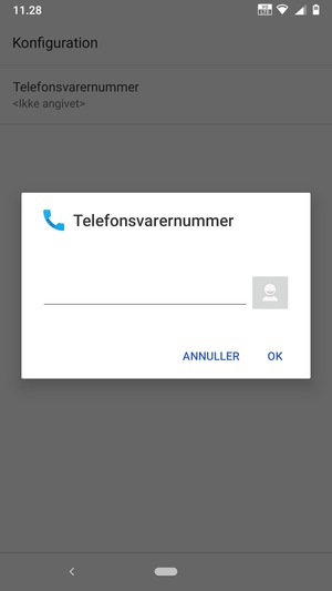 Indtast Telefonsvarernummer og vælg OK