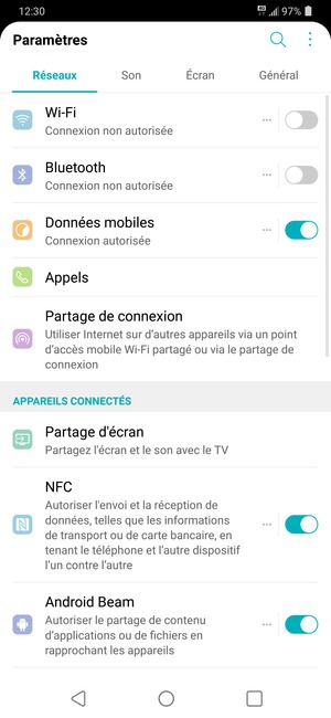 Sélectionnez Général