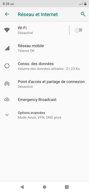 Sélectionnez Réseau mobile