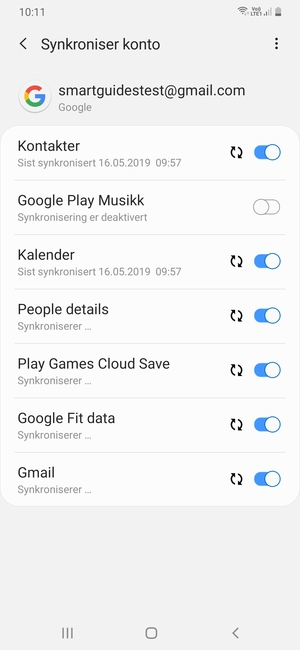 Din informasjon blir synkronisert