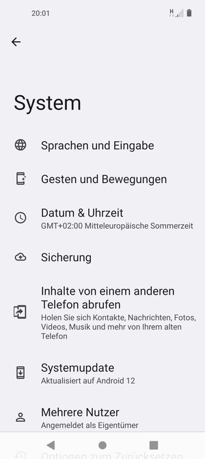 Wählen Sie Sicherung
