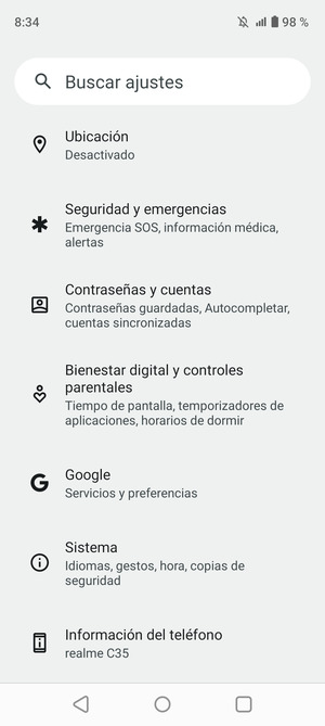 Desplácese y seleccione Sistema