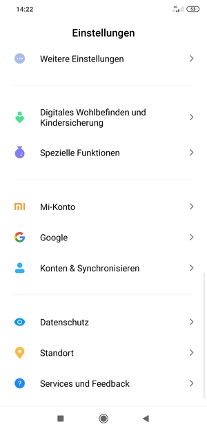 Gehen Sie zurück zum Einstellungen Menü und wählen Sie Konten & Synchronisieren