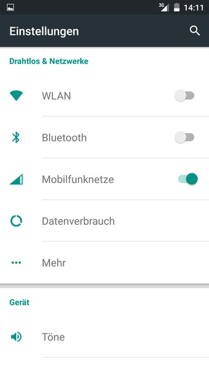 Wählen Sie Mobilfunknetze