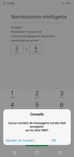 Si votre messagerie vocale n'est pas configurée, sélectionnez OK