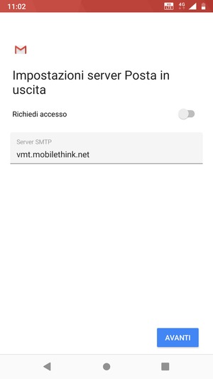 Disattiva Richiedi accesso e seleziona AVANTI