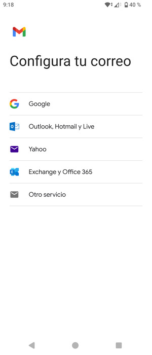 Seleccione Outlook, Hotmail y Live