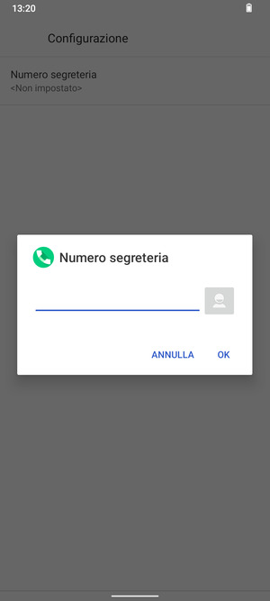 Inserisci Numero segreteria e seleziona OK