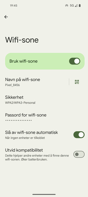 Telefonen din er konfigurert for bruk som et modem