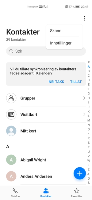 Velg Innstillinger