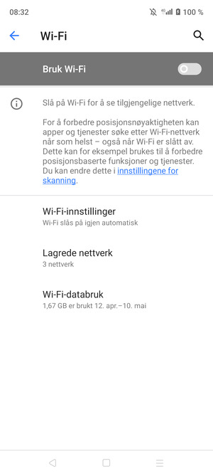 Slå på Bruk Wi-Fi