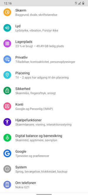 Scroll til og vælg System