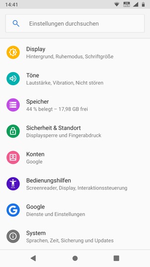 Scrollen Sie und wählen Sie Sicherheit & Standort