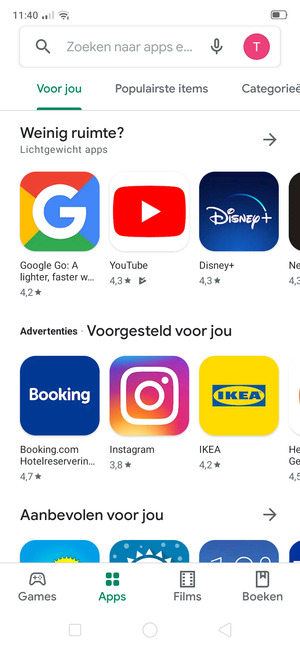 Selecteer de zoekbalk