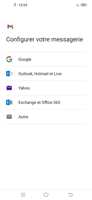 Sélectionnez Outlook, Hotmail et Live