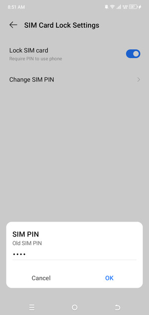 Enter your Old SIM PIN and select OK