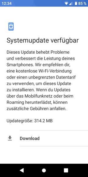 Falls Ihr Handy nicht aktualisiert ist, folgen Sie den Anweisungen auf dem Bildschirm.