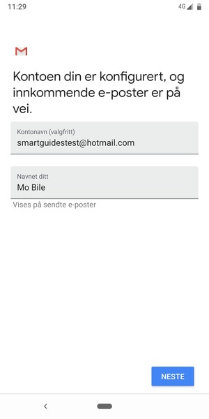 Gi kontoen din et navn, og skriv inn navnet ditt. Velg NESTE
