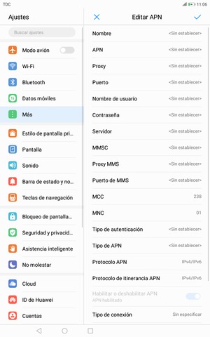 Introduzca la información de MMS