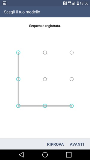 Disegna una sequenza di sblocco e seleziona AVANTI
