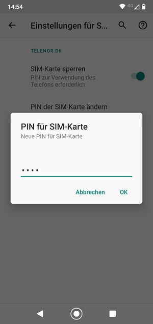 Geben Sie Ihre Neue PIN für die SIM-Karte ein und wählen Sie OK