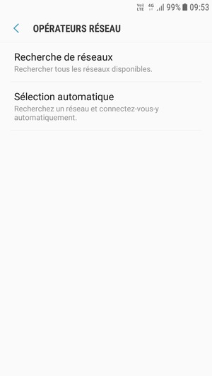 Sélectionnez Recherche  de réseaux