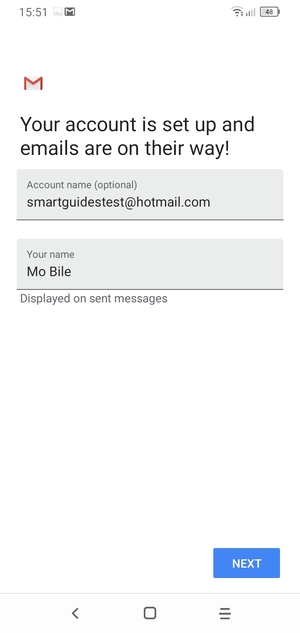 Give your account a name and enter your name. Select NEXT