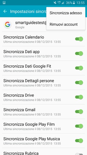 Seleziona Sincronizza adesso