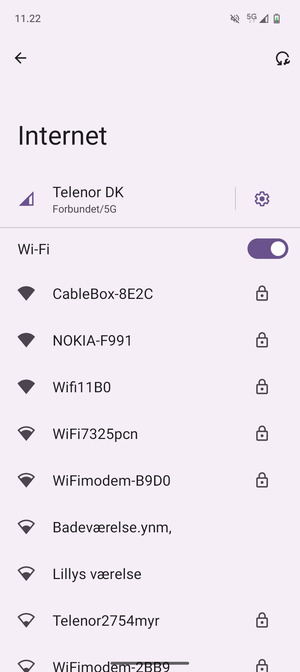 Vælg det trådløse netværk, du ønsker at oprette forbindelse til
