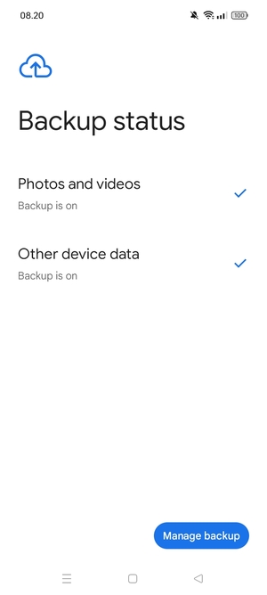 Select Manage backup