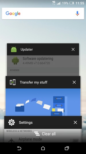 Select Clear all to close all running apps