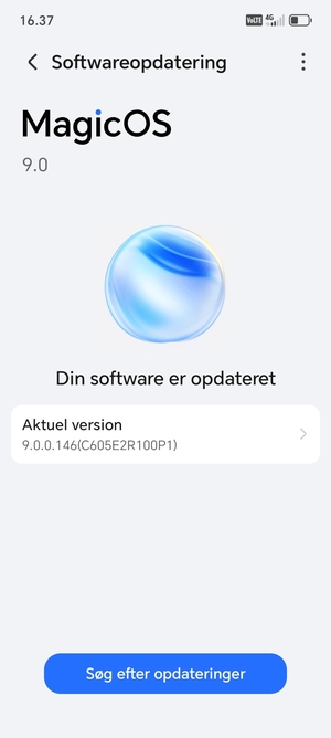 Hvis din telefon er opdateret, vil du se følgende skærmbillede