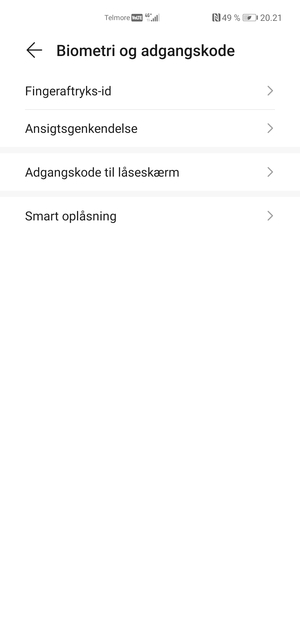 Vælg Adgangskode til låseskærm