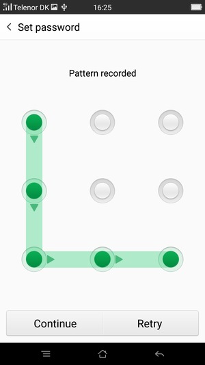 Draw an unlock pattern and select Continue