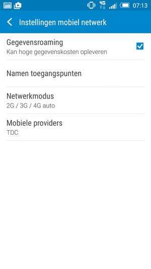 Schakel Gegevensroaming in of uit