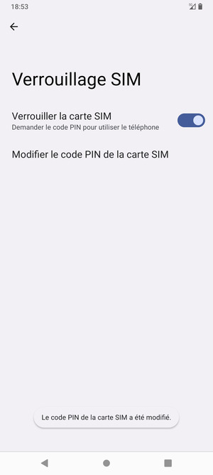 Votre code PIN de la carte SIM a été modifié