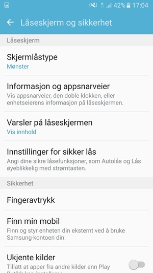 Telefonen din er nå sikret med en skjermlås
