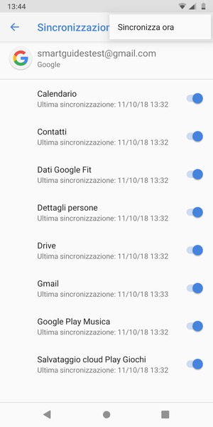 Seleziona Sincronizza ora